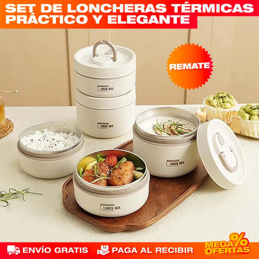 SET PORTACOMIDAS Y LONCHERA TÉRMICA-TOP EN VENTAS