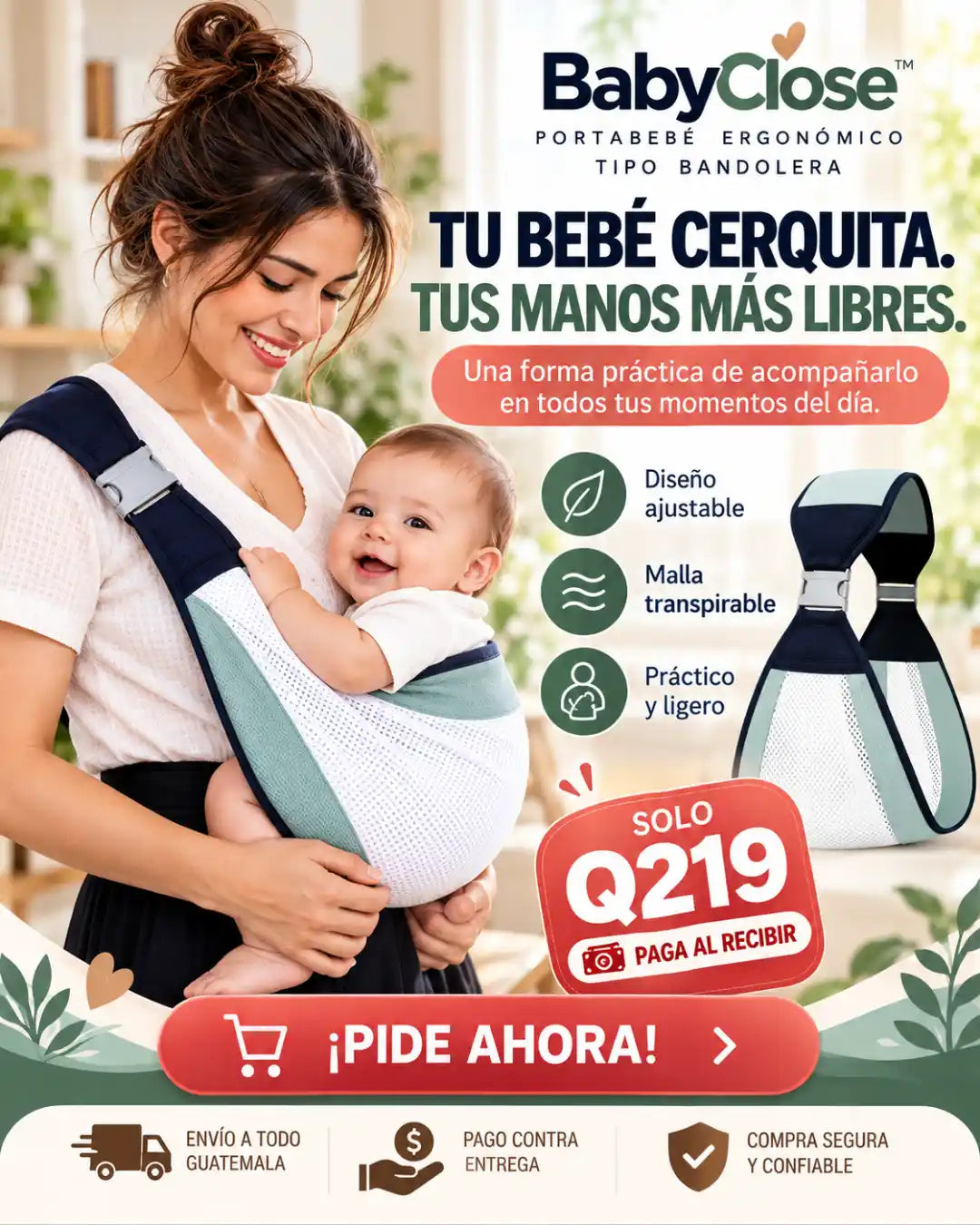 BABYCLOSE™ | PORTABEBÉ ERGONÓMICO TIPO BANDOLERA