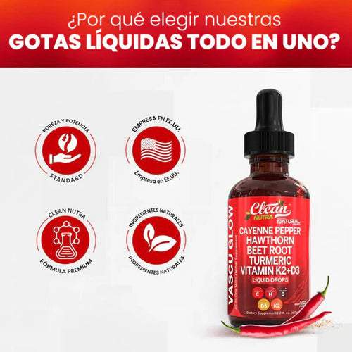 VASCU GLOW CLEAN - GOTAS PIMIENTA CAYENA + ENVIO GRATIS 🚛